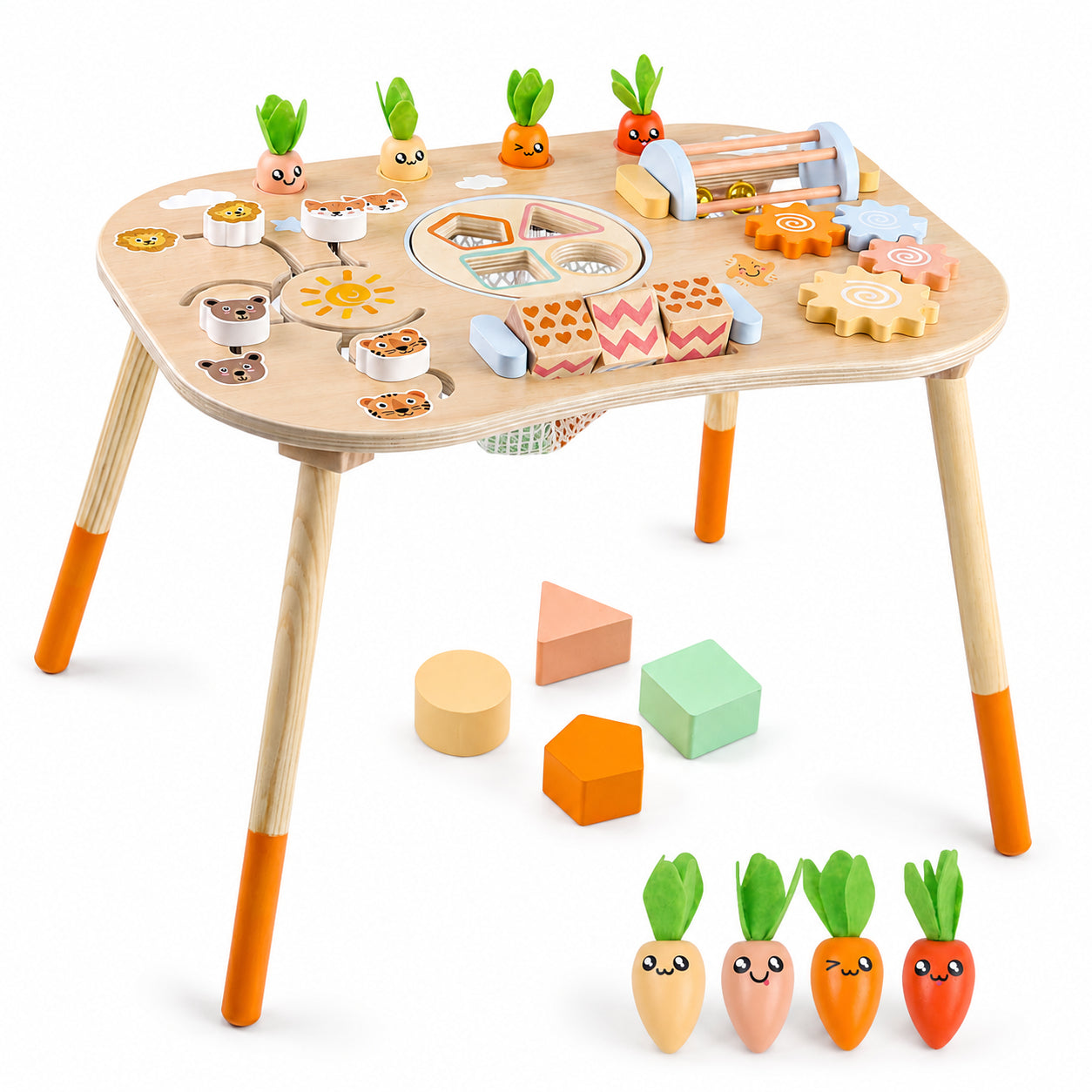 detska-aktivna-masa-montesori-6v1-ginger-home-hl001 Детска Активна Маса GINGER HOME, Монтесори Център за игра 6 в 1, Масивно Дърво, 46x30.5x43.5 см - Image 1