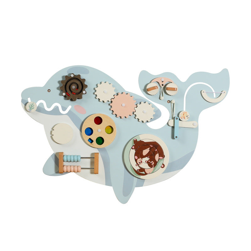 detsko-darveno-aktivno-tablo-bizibord-delfin-ginger-home-hl006 Детско Дървено Активно Табло GINGER HOME, Делфин за Стена, Монтесори Бизиборд, 59.6x39.5 см - Image 1