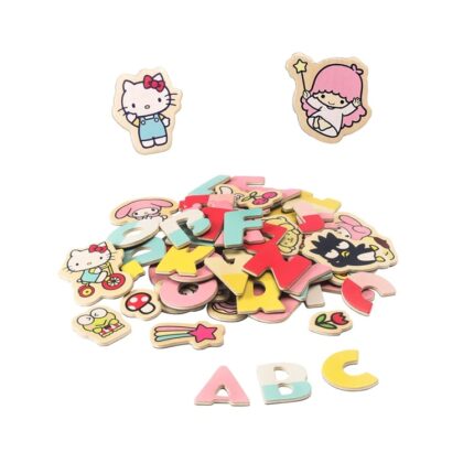Комплект Дървени магнитни букви и фигурки Hello Kitty, 75 части - Снимка 1