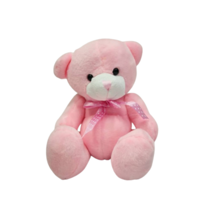 Плюшена играчка мече, розово, 15 см - Снимка 1