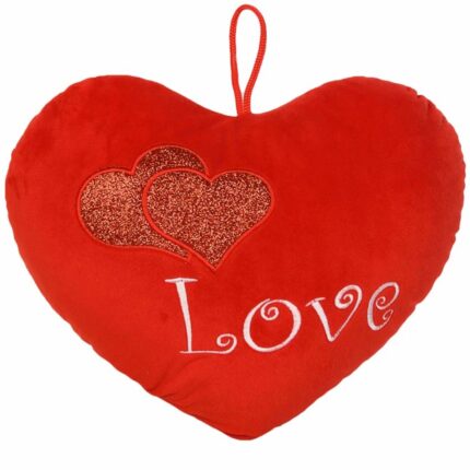 Плюшено сърце Love, червено, 28 см - Снимка 1